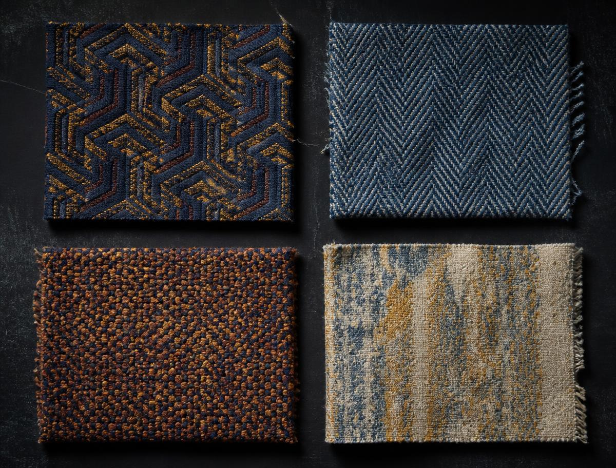 Four experimental jacquard textile swatches